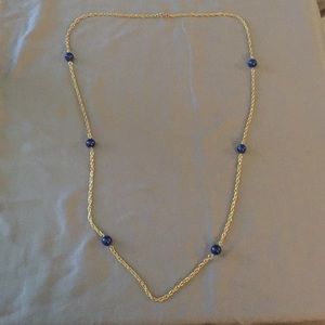 Blue beaded and gold necklace